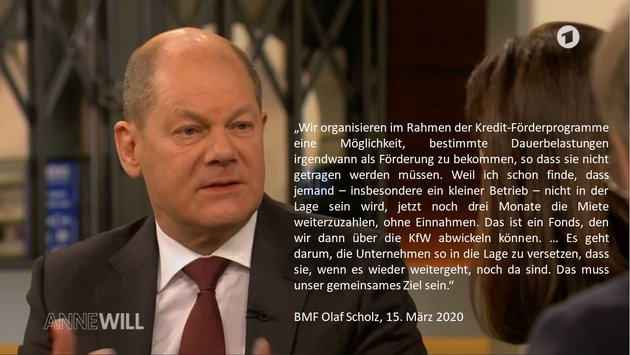 BMF Olaf Scholz in der ARD-Sendung "Anne Will" am 15. März 00