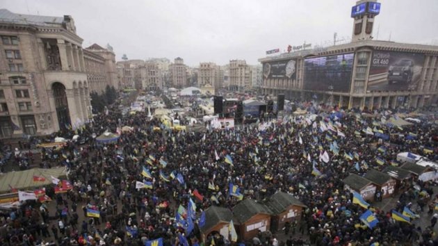 Die Webcams der App „Euro-Maidan“ zeigen meist Videos, die den Maidan Platz in Kiew von oben zeigen, wie diese Aufnahme der Nachrichtenagentur Reuters.