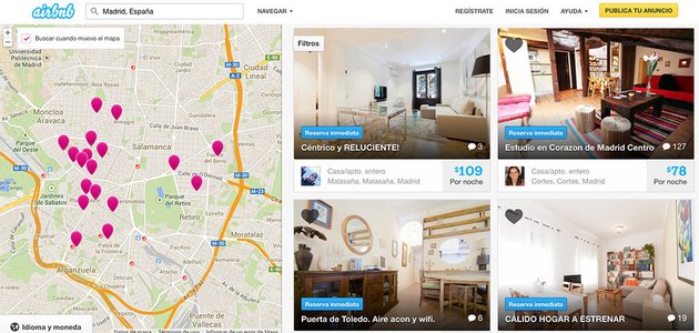 The Madrid page on Airbnb.es. / Airbnb