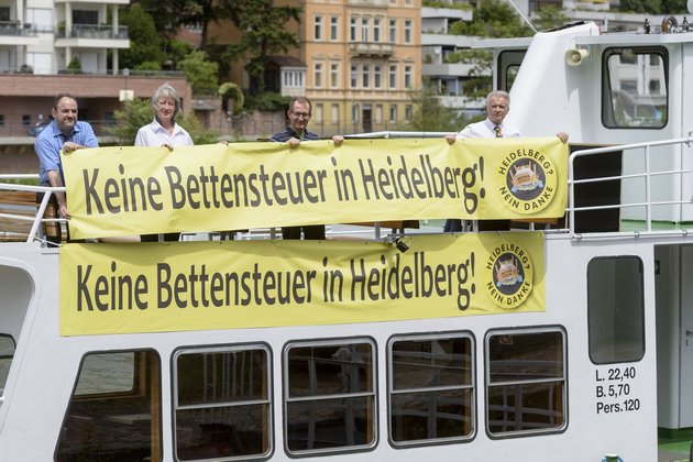 1Protestaktion gegen die Bettensteuer in Heidelberg im Juli 016; © Rothe / RNZ