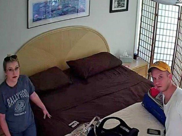Derek Starnes and his wife were recorded in the bedroom of their Airbnb rental; Photo: Longboat Key Police