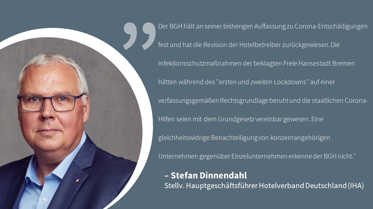 Statement von Stefan Dinnendahl zur BGH-Entscheidung vom 11.04.2024 hinsichtlich der Ausgestaltung der staatlichen Corona-Hilfen